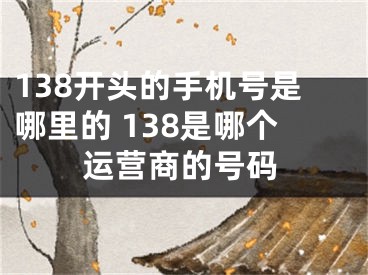 138开头的手机号是哪里的 138是哪个运营商的号码