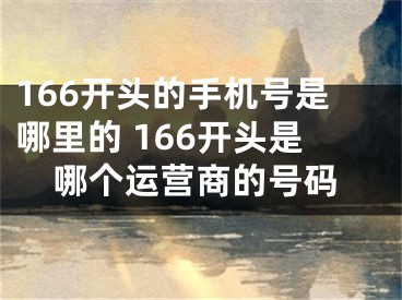 166开头的手机号是哪里的 166开头是哪个运营商的号码
