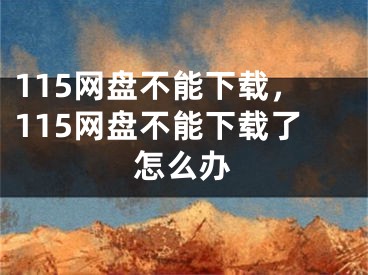 115网盘不能下载，115网盘不能下载了怎么办