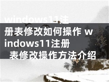 windows11注册表修改如何操作 windows11注册表修改操作方法介绍