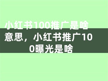 小红书100推广是啥意思，小红书推广100曝光是啥