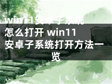 win11安卓子系统怎么打开 win11安卓子系统打开方法一览