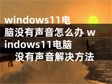 windows11电脑没有声音怎么办 windows11电脑没有声音解决方法