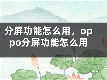 分屏功能怎么用，oppo分屏功能怎么用