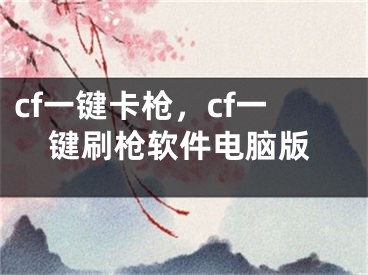cf一键卡枪，cf一键刷枪软件电脑版