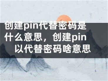 创建pin代替密码是什么意思，创建pin以代替密码啥意思