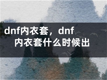 dnf内衣套，dnf内衣套什么时候出