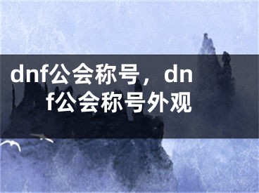 dnf公会称号，dnf公会称号外观