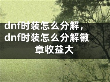 dnf时装怎么分解，dnf时装怎么分解徽章收益大