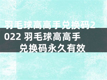 羽毛球高高手兑换码2022 羽毛球高高手兑换码永久有效