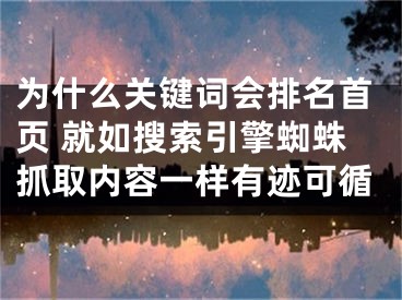 为什么关键词会排名首页 就如搜索引擎蜘蛛抓取内容一样有迹可循 