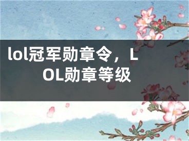 lol冠军勋章令，LOL勋章等级