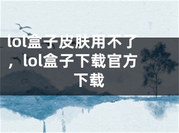 lol盒子皮肤用不了，lol盒子下载官方下载