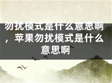 勿扰模式是什么意思啊，苹果勿扰模式是什么意思啊