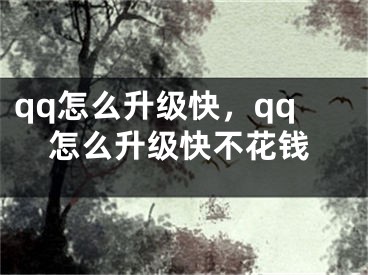 qq怎么升级快，qq怎么升级快不花钱