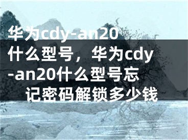 华为cdy-an20什么型号，华为cdy-an20什么型号忘记密码解锁多少钱