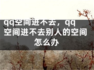 qq空间进不去，qq空间进不去别人的空间怎么办
