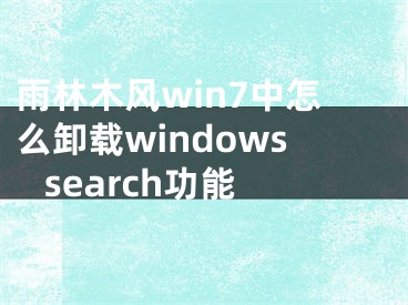 雨林木风win7中怎么卸载windows search功能