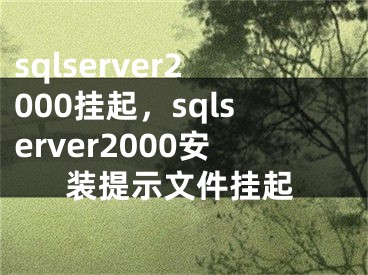 sqlserver2000挂起，sqlserver2000安装提示文件挂起