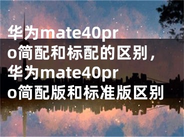 华为mate40pro简配和标配的区别，华为mate40pro简配版和标准版区别 