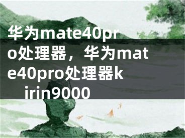华为mate40pro处理器，华为mate40pro处理器kirin9000