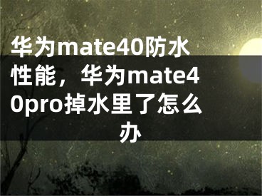 华为mate40防水性能，华为mate40pro掉水里了怎么办