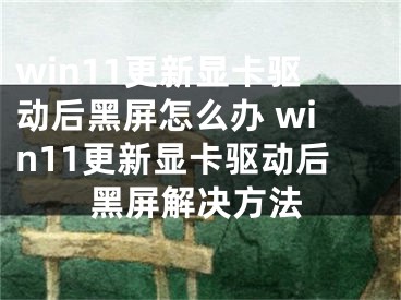 win11更新显卡驱动后黑屏怎么办 win11更新显卡驱动后黑屏解决方法