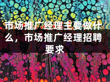 市场推广经理主要做什么，市场推广经理招聘要求