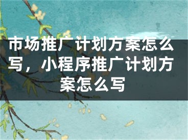市场推广计划方案怎么写，小程序推广计划方案怎么写