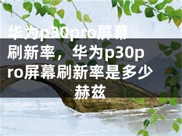 华为p30pro屏幕刷新率，华为p30pro屏幕刷新率是多少赫兹