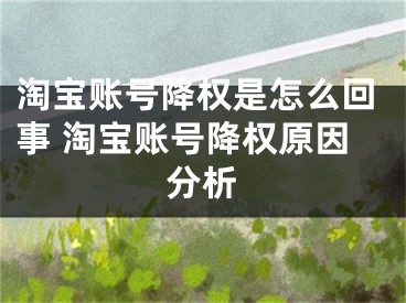 淘宝账号降权是怎么回事 淘宝账号降权原因分析