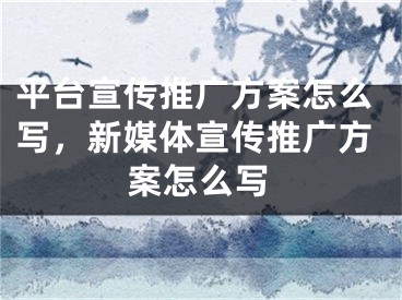 平台宣传推广方案怎么写，新媒体宣传推广方案怎么写