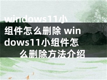 windows11小组件怎么删除 windows11小组件怎么删除方法介绍