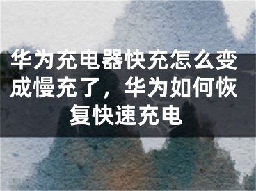 华为充电器快充怎么变成慢充了，华为如何恢复快速充电