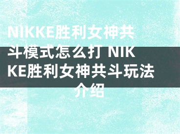 NIKKE胜利女神共斗模式怎么打 NIKKE胜利女神共斗玩法介绍