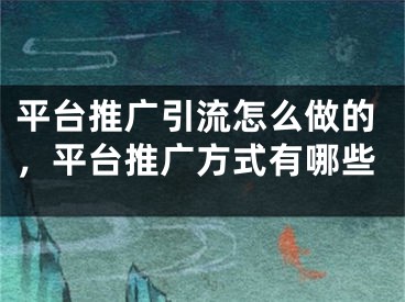 平台推广引流怎么做的，平台推广方式有哪些