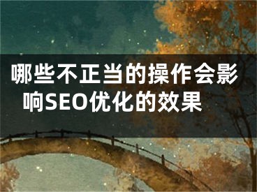 哪些不正当的操作会影响SEO优化的效果