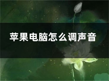 苹果电脑怎么调声音