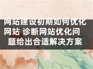 网站建设初期如何优化网站 诊断网站优化问题给出合适解决方案 