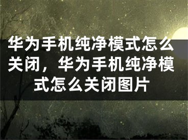 华为手机纯净模式怎么关闭，华为手机纯净模式怎么关闭图片