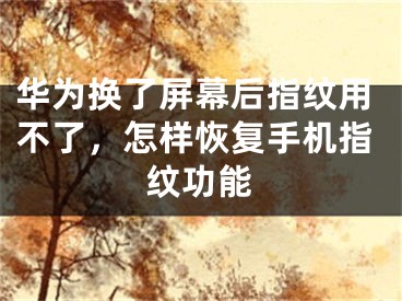 华为换了屏幕后指纹用不了，怎样恢复手机指纹功能