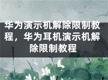 华为演示机解除限制教程，华为耳机演示机解除限制教程