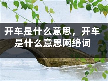 开车是什么意思，开车是什么意思网络词