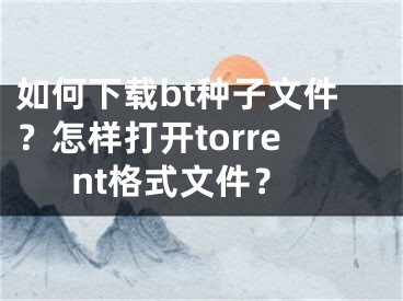 如何下载bt种子文件？怎样打开torrent格式文件？