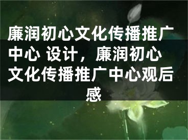 廉润初心文化传播推广中心 设计，廉润初心文化传播推广中心观后感