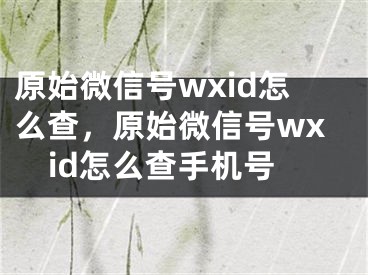 原始微信号wxid怎么查，原始微信号wxid怎么查手机号