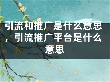 引流和推广是什么意思，引流推广平台是什么意思