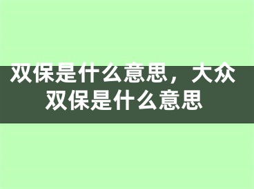 双保是什么意思，大众双保是什么意思