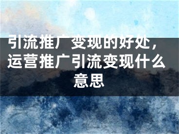 引流推广变现的好处，运营推广引流变现什么意思