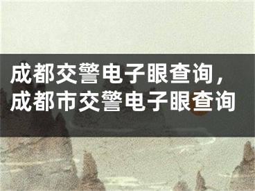 成都交警电子眼查询，成都市交警电子眼查询